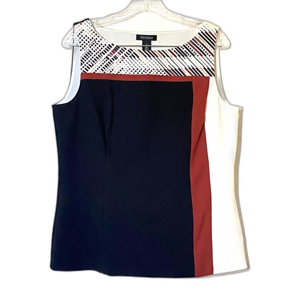 WHBM Tank Top Womens Size 14 Multicolor Geometric Block Print Lined Business - Picture 1 of 14